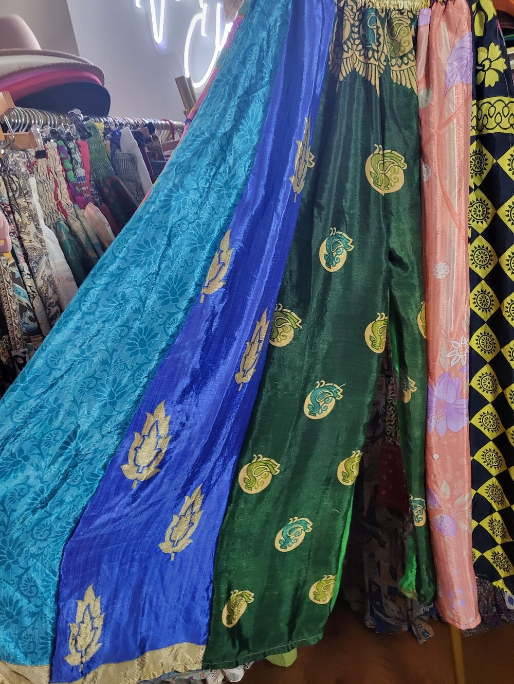 ✨️104 POL Boho Multicolor Maxi Skirt with Smocked Waist - Picture 2 of 5